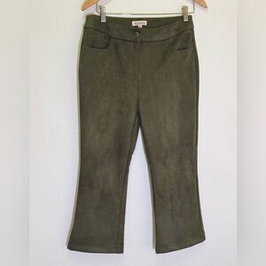Nanette Lepore - Wide Leg Sage Green Pull-on Faux Suede Ankle Pants - size M